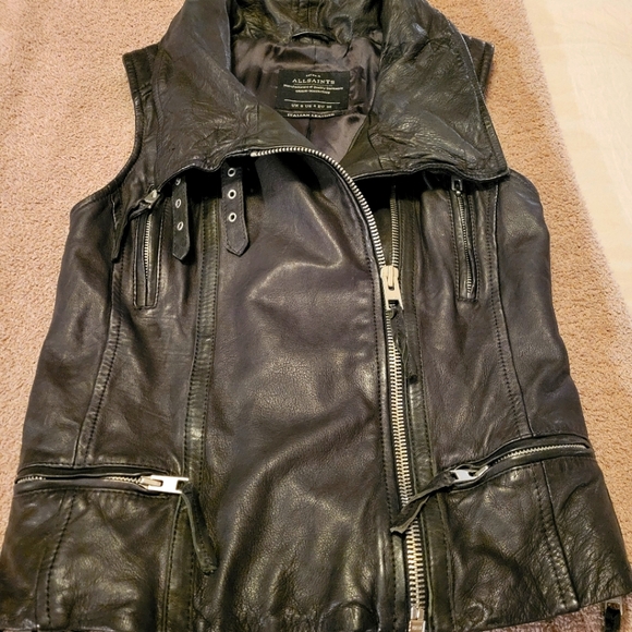 All Saints Italian Leather Vest - Picture 1 of 4